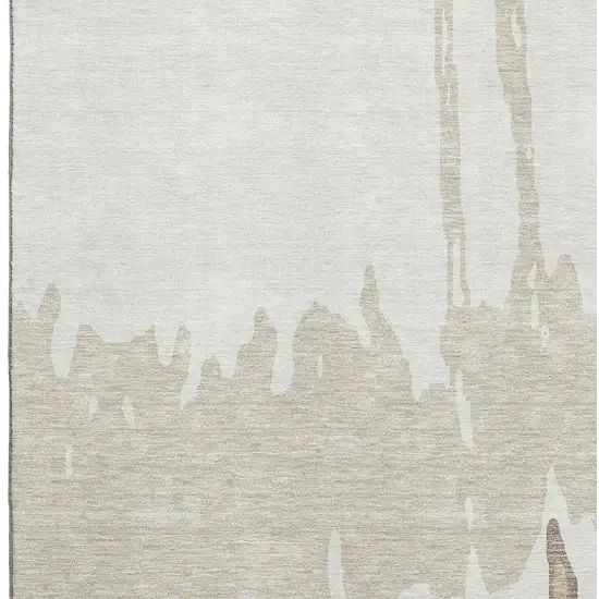 Ivory Beige And Khaki Abstract Washable Area Rug With UV Protection Photo 3