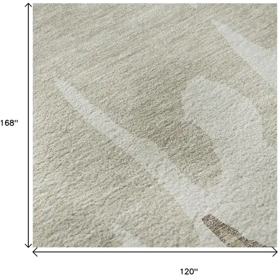 Ivory Beige And Khaki Abstract Washable Area Rug With UV Protection Photo 9
