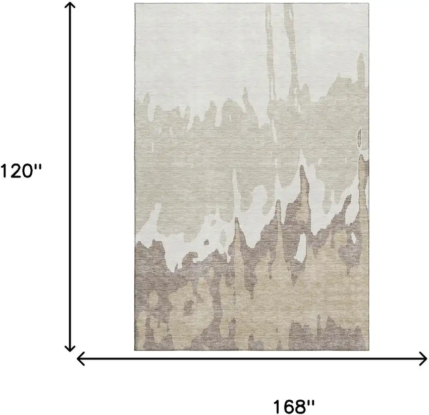 Ivory Beige And Khaki Abstract Washable Area Rug With UV Protection Photo 8