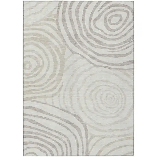 Ivory Beige And Khaki Abstract Washable Indoor Outdoor Area Rug Photo 2