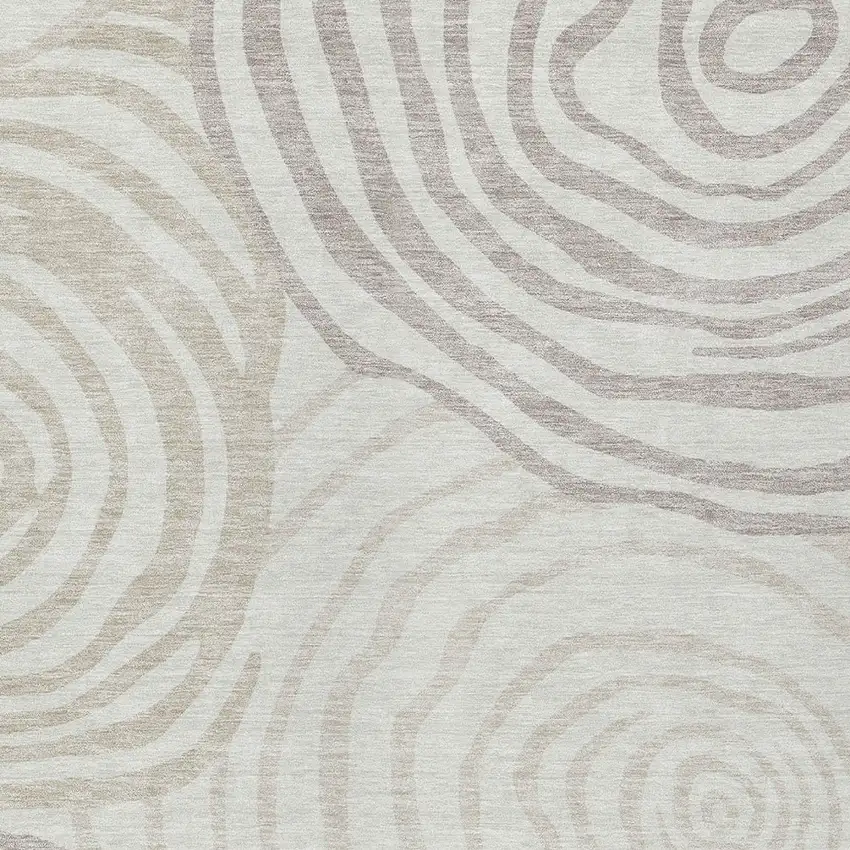 Ivory Beige And Khaki Abstract Washable Indoor Outdoor Area Rug Photo 5