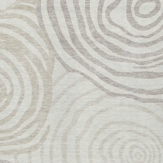 Ivory Beige And Khaki Abstract Washable Indoor Outdoor Area Rug Photo 5