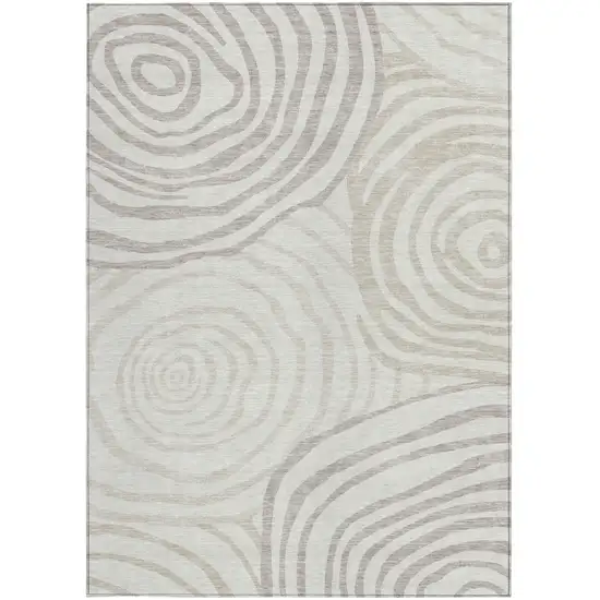 Ivory Beige And Khaki Abstract Washable Indoor Outdoor Area Rug Photo 4