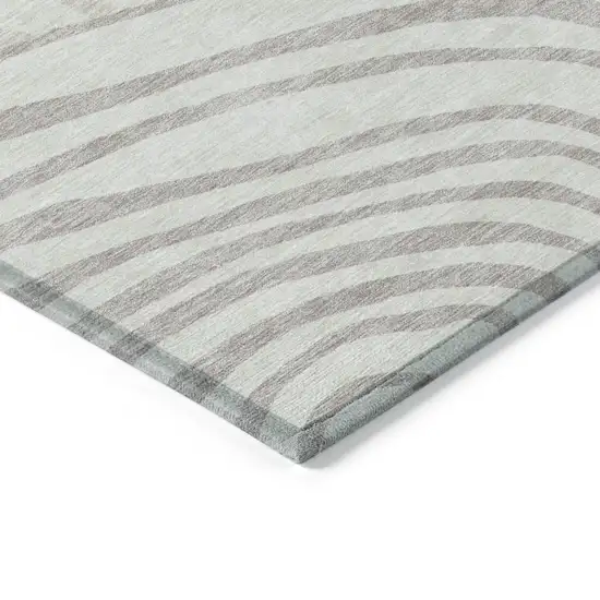 Ivory Beige And Khaki Abstract Washable Indoor Outdoor Area Rug Photo 3