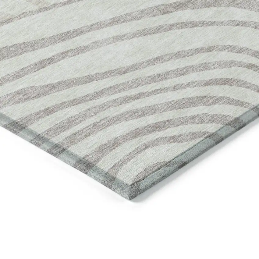 Ivory Beige And Khaki Abstract Washable Indoor Outdoor Area Rug Photo 3