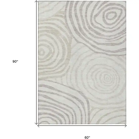 Ivory Beige And Khaki Abstract Washable Indoor Outdoor Area Rug Photo 3