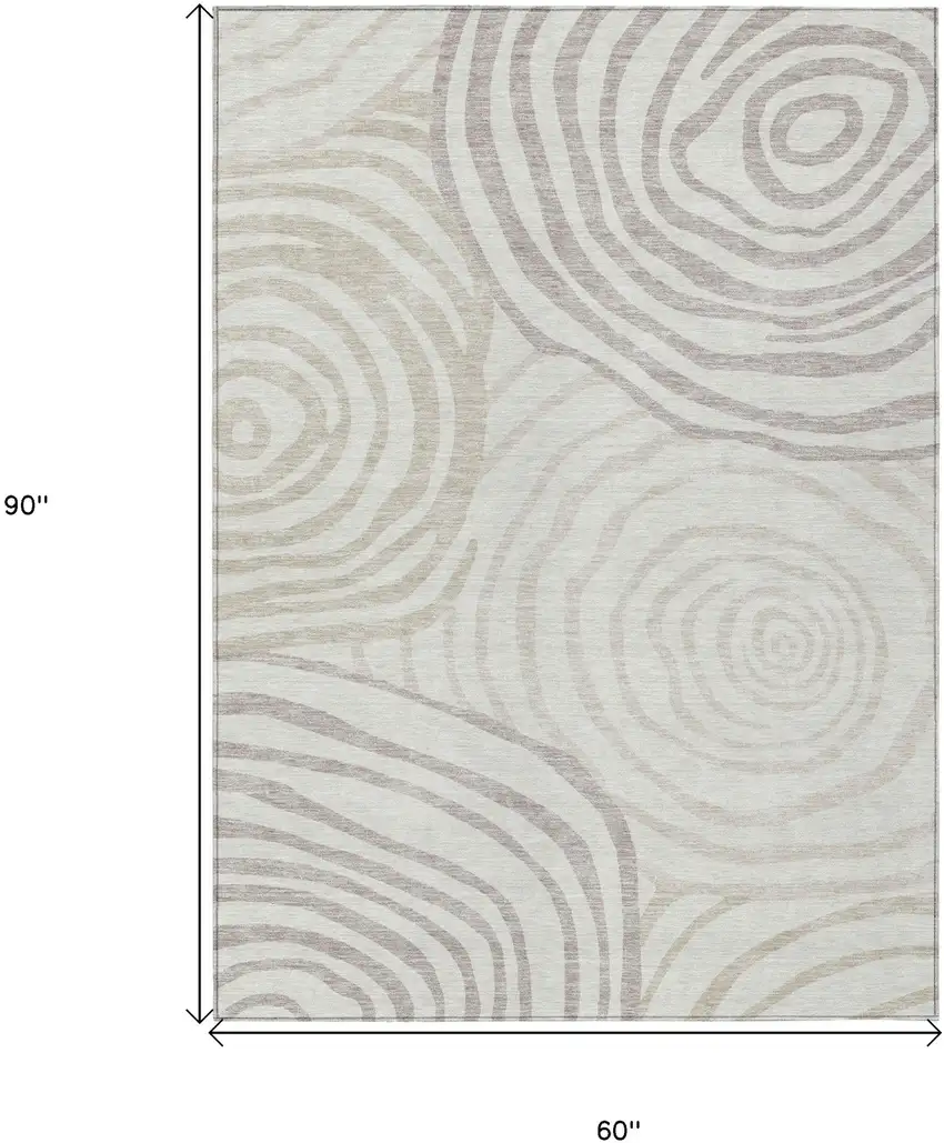 Ivory Beige And Khaki Abstract Washable Indoor Outdoor Area Rug Photo 3
