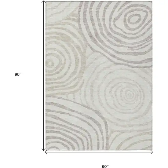 Ivory Beige And Khaki Abstract Washable Indoor Outdoor Area Rug Photo 3