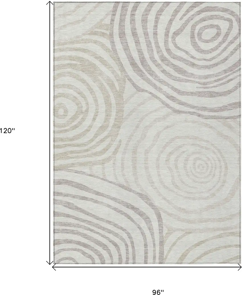 Ivory Beige And Khaki Abstract Washable Indoor Outdoor Area Rug Photo 3
