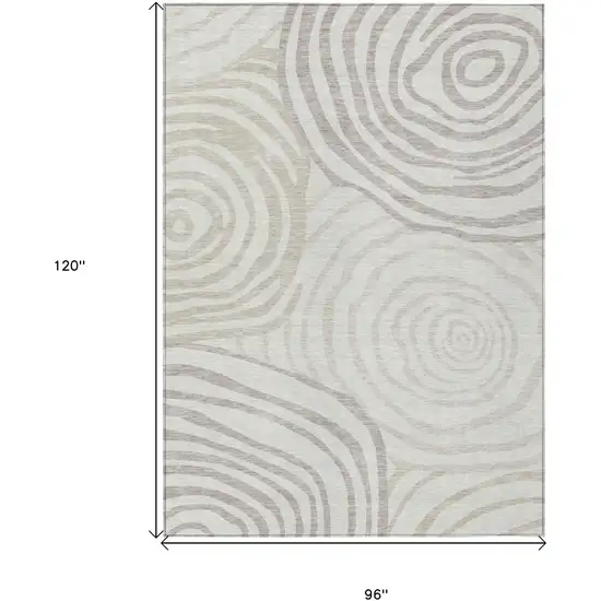 Ivory Beige And Khaki Abstract Washable Indoor Outdoor Area Rug Photo 3