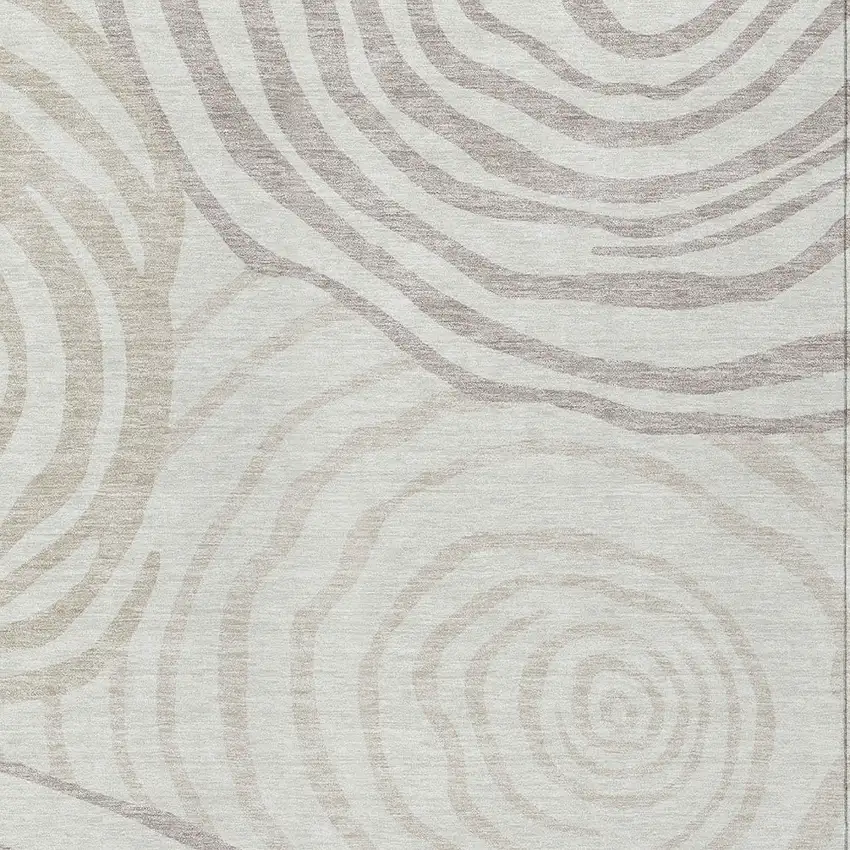Ivory Beige And Khaki Abstract Washable Indoor Outdoor Area Rug Photo 6