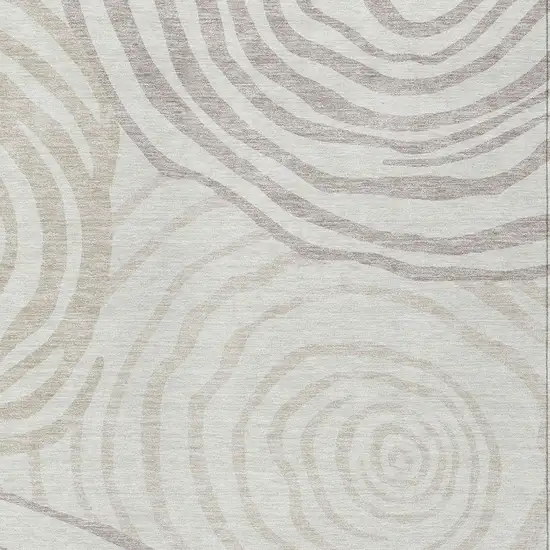 Ivory Beige And Khaki Abstract Washable Indoor Outdoor Area Rug Photo 6