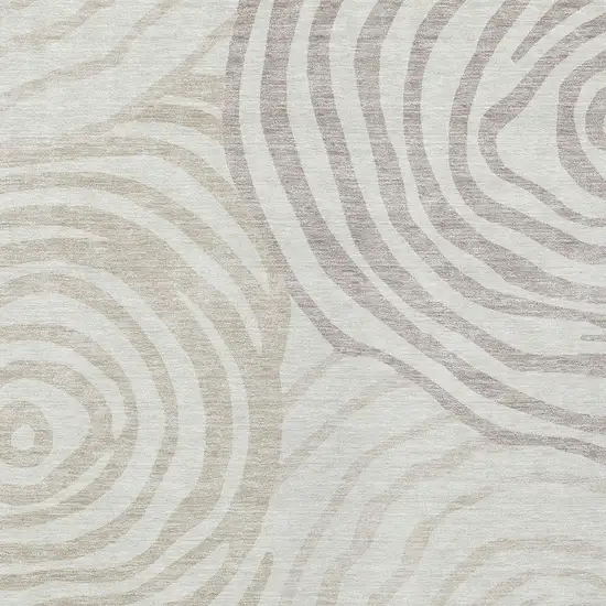 Ivory Beige And Khaki Abstract Washable Indoor Outdoor Area Rug Photo 6