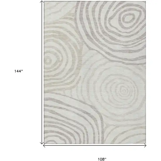 Ivory Beige And Khaki Abstract Washable Indoor Outdoor Area Rug Photo 3