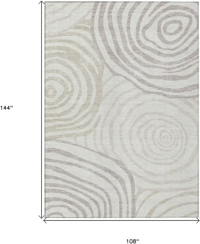 Ivory Beige And Khaki Abstract Washable Indoor Outdoor Area Rug Photo 3