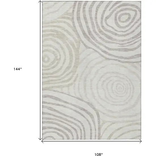 Ivory Beige And Khaki Abstract Washable Indoor Outdoor Area Rug Photo 3