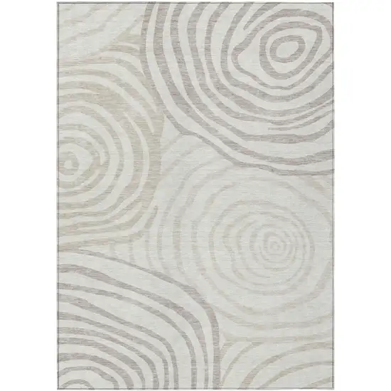 Ivory Beige And Khaki Abstract Washable Indoor Outdoor Area Rug Photo 2