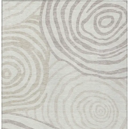 Ivory Beige And Khaki Abstract Washable Indoor Outdoor Area Rug Photo 4