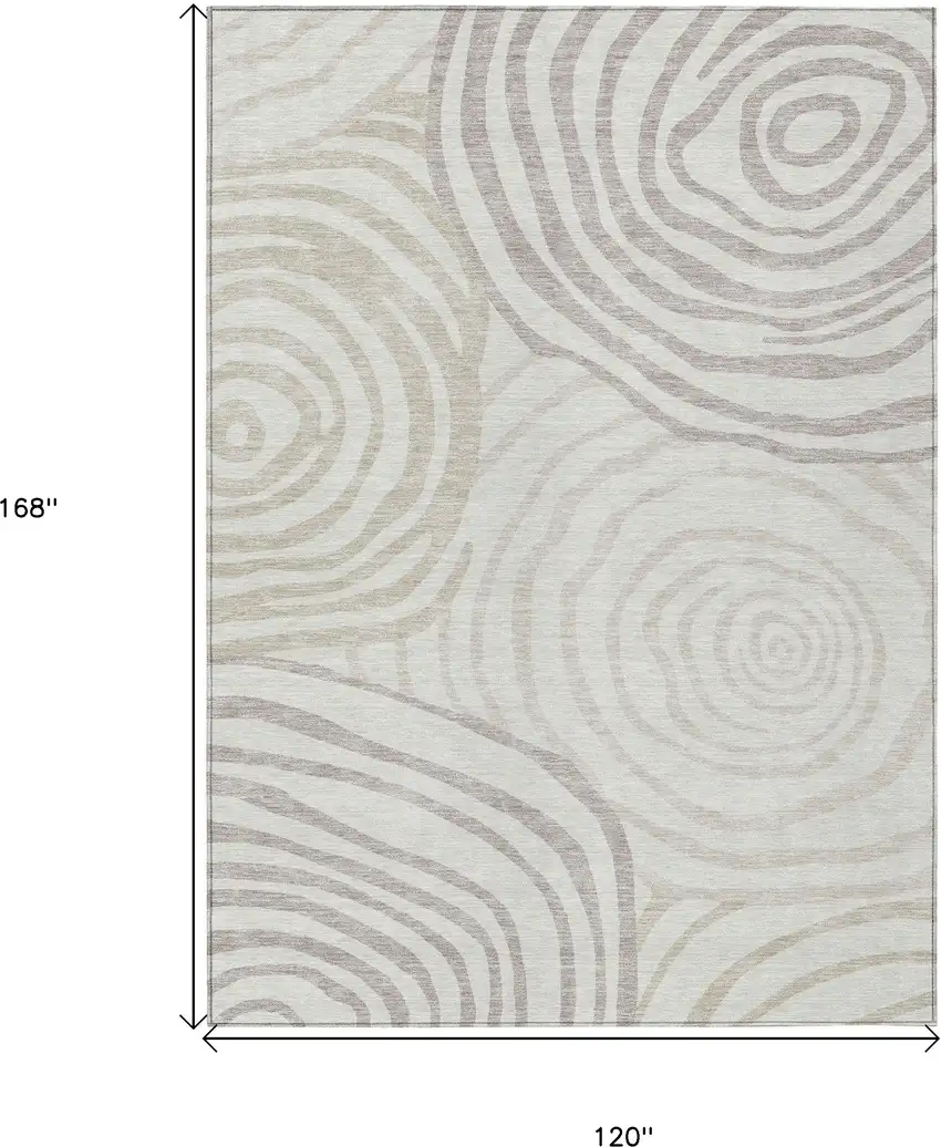Ivory Beige And Khaki Abstract Washable Indoor Outdoor Area Rug Photo 3