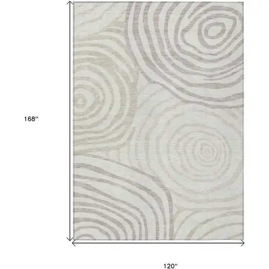 Ivory Beige And Khaki Abstract Washable Indoor Outdoor Area Rug Photo 3