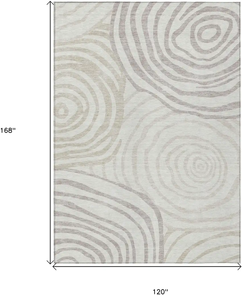 Ivory Beige And Khaki Abstract Washable Indoor Outdoor Area Rug Photo 3