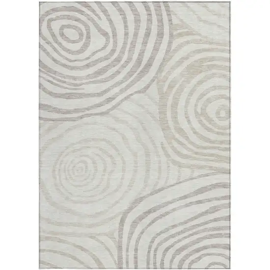 Ivory Beige And Khaki Abstract Washable Indoor Outdoor Area Rug Photo 5