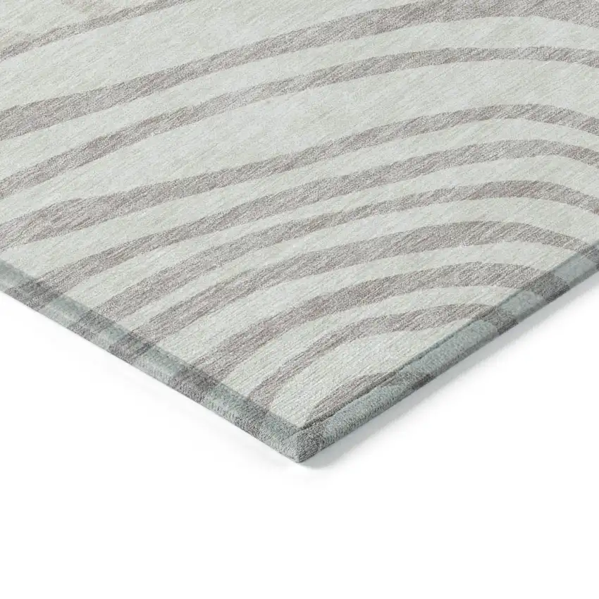 Ivory Beige And Khaki Abstract Washable Indoor Outdoor Area Rug Photo 3