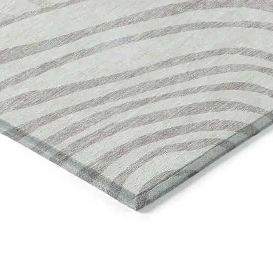 Ivory Beige And Khaki Abstract Washable Indoor Outdoor Area Rug Photo 3