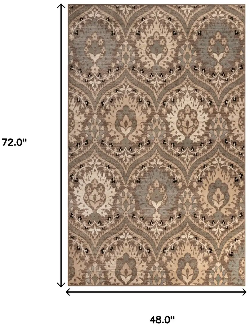 Ivory Beige And Light Blue Floral Stain Resistant Area Rug Photo 9