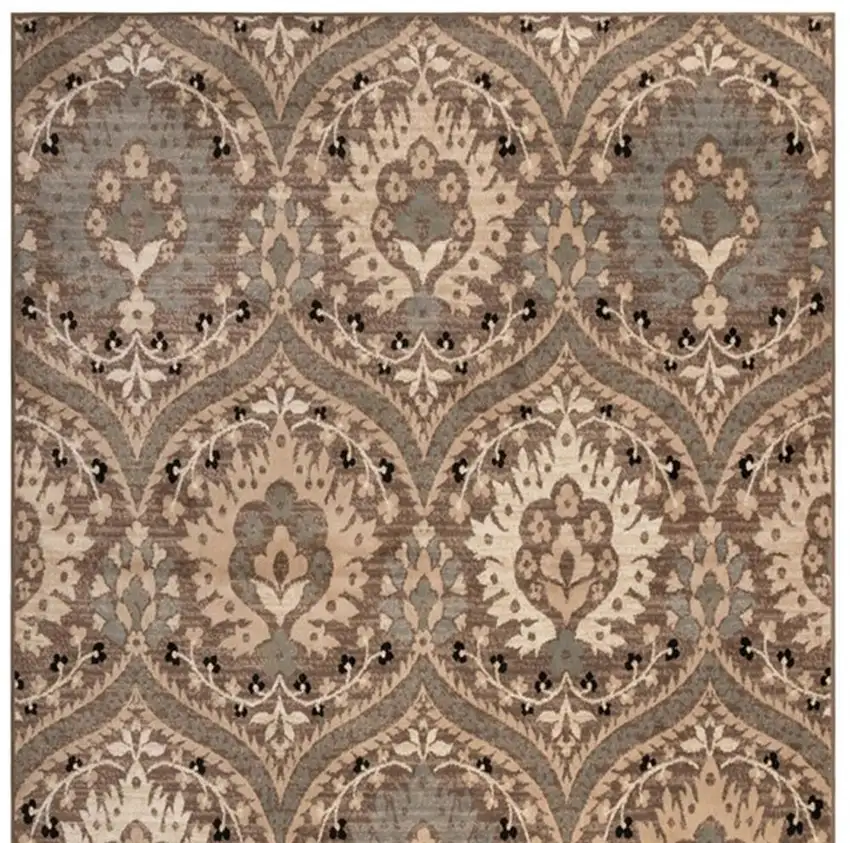 Beige And Ivory Floral Area Rug Photo 5