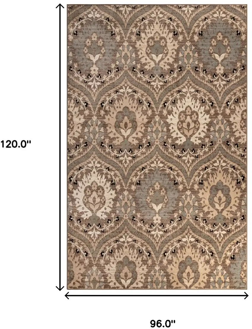 Ivory Beige And Light Blue Floral Stain Resistant Area Rug Photo 9