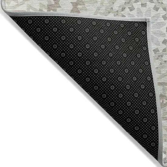 Ivory Beige And Silver Floral Medallion Washable Indoor Outdoor Area Rug Photo 4