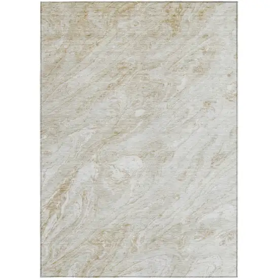 Ivory Beige And Tan Abstract Washable Indoor Outdoor Area Rug Photo 5
