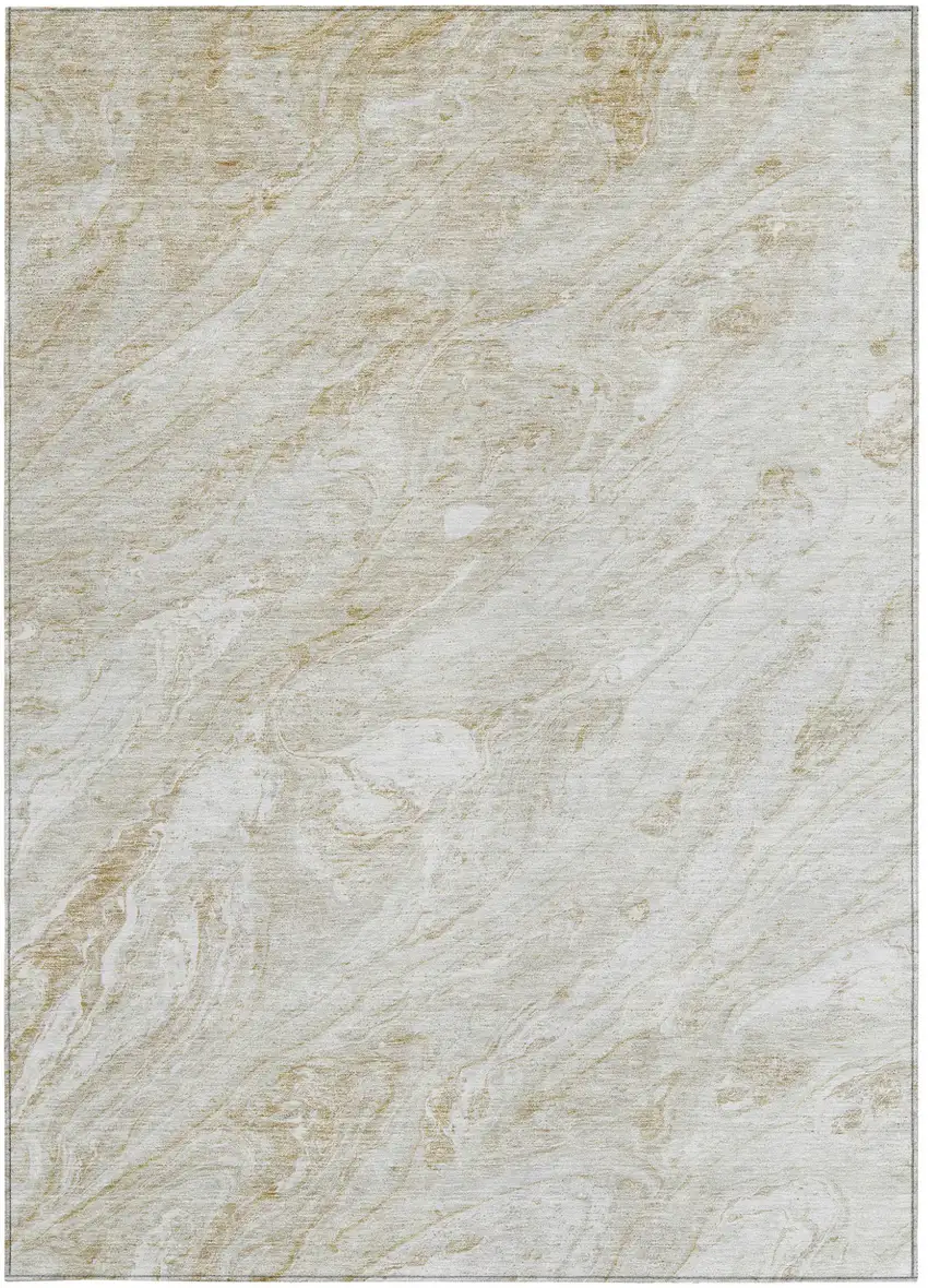 Ivory Beige And Tan Abstract Washable Indoor Outdoor Area Rug Photo 5