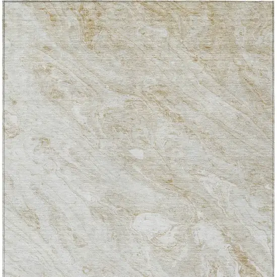 Ivory Beige And Tan Abstract Washable Indoor Outdoor Area Rug Photo 5