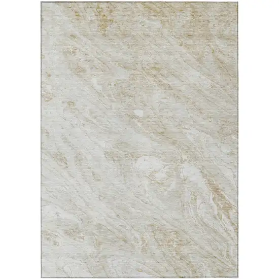 Ivory Beige And Tan Abstract Washable Indoor Outdoor Area Rug Photo 1
