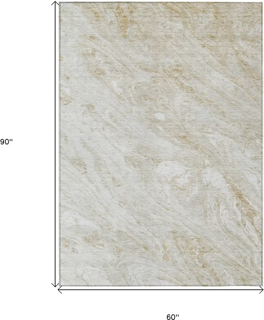Ivory Beige And Tan Abstract Washable Indoor Outdoor Area Rug Photo 3