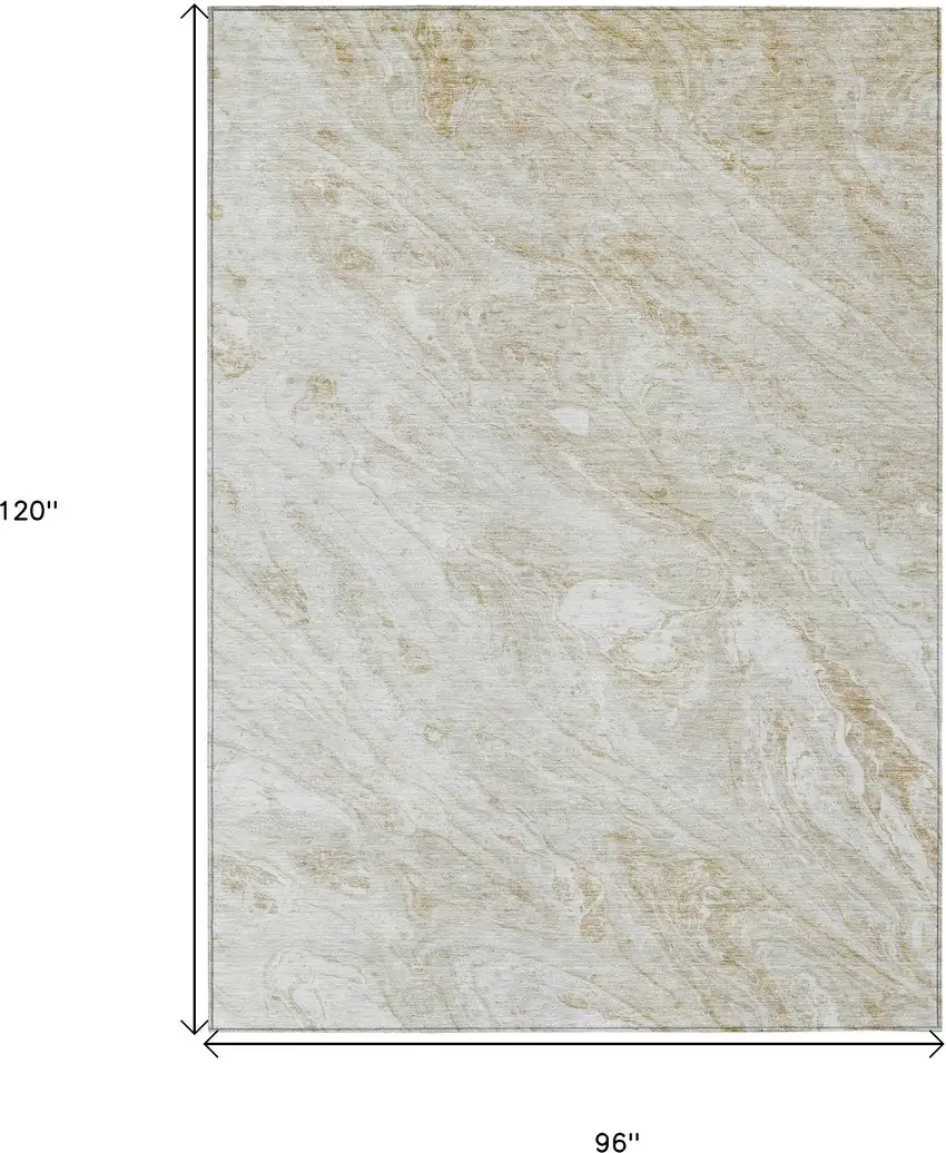 Ivory Beige And Tan Abstract Washable Indoor Outdoor Area Rug Photo 3