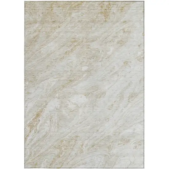 Ivory Beige And Tan Abstract Washable Indoor Outdoor Area Rug Photo 5