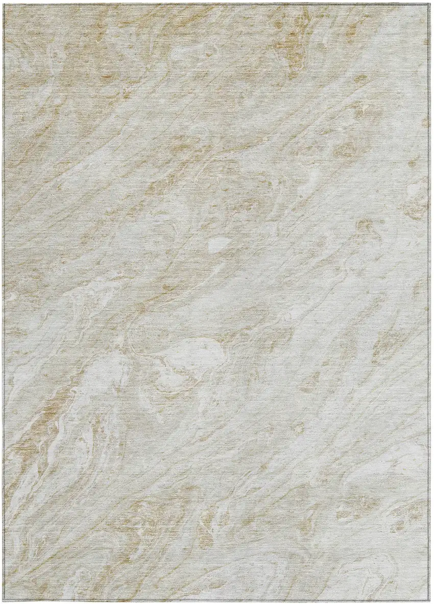 Ivory Beige And Tan Abstract Washable Indoor Outdoor Area Rug Photo 5
