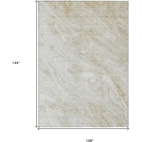Ivory Beige And Tan Abstract Washable Indoor Outdoor Area Rug Photo 3