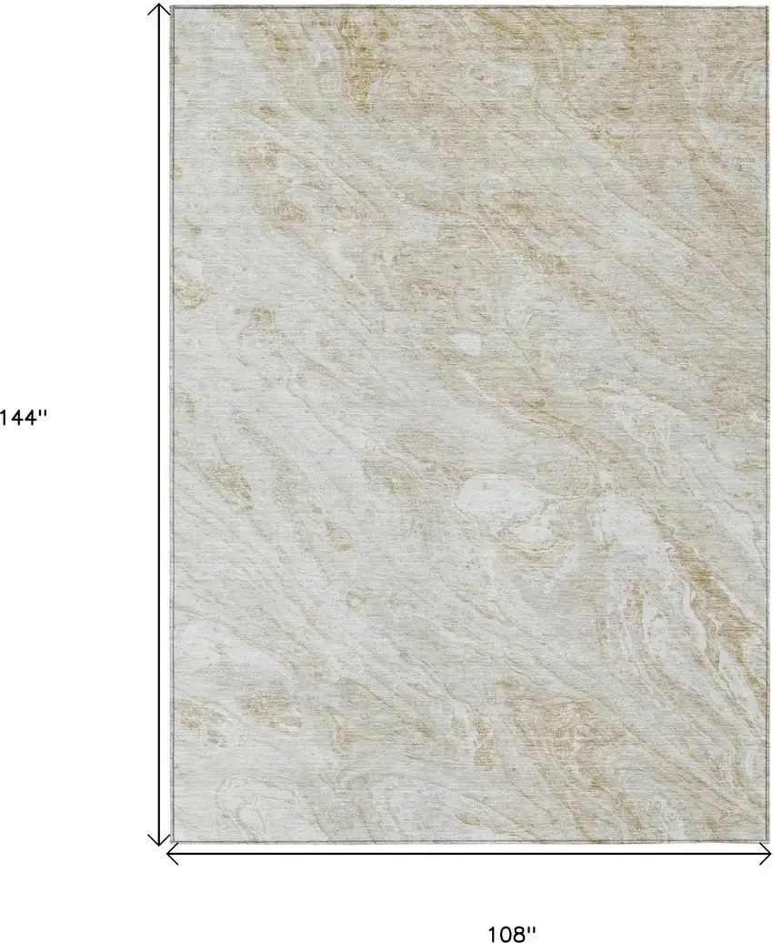 Ivory Beige And Tan Abstract Washable Indoor Outdoor Area Rug Photo 3
