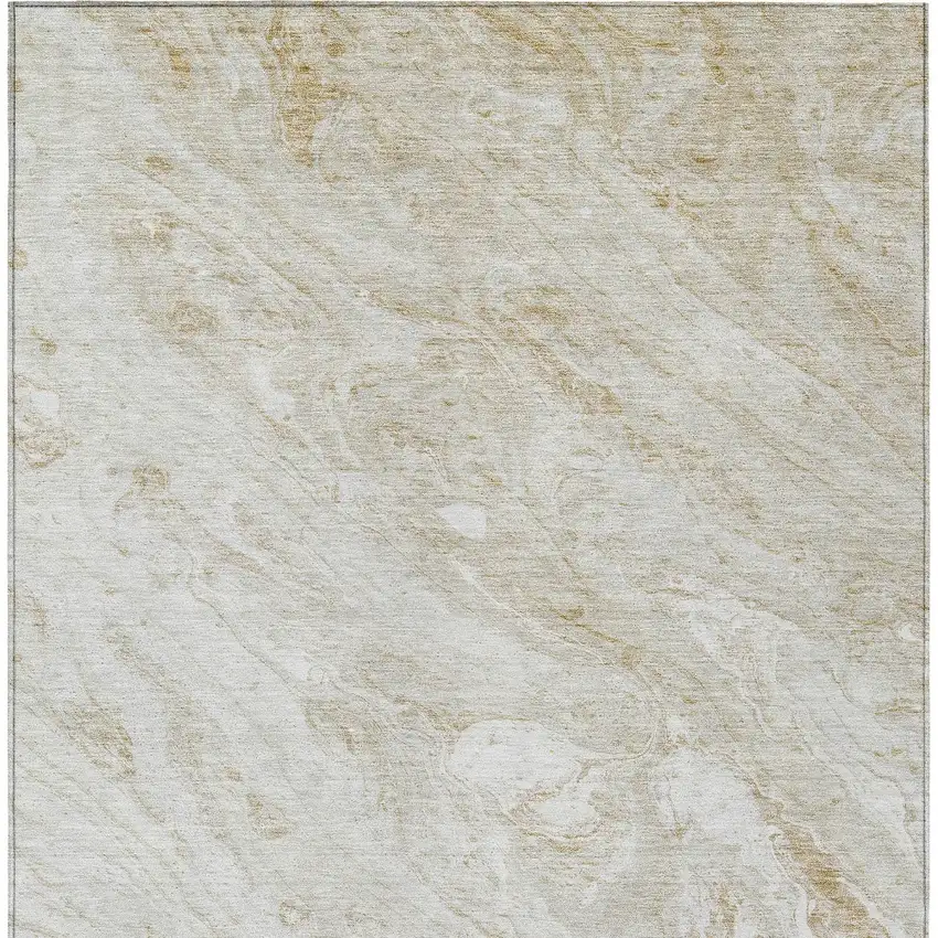 Ivory Beige And Tan Abstract Washable Indoor Outdoor Area Rug Photo 5