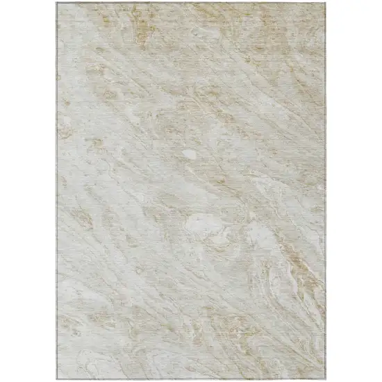 Ivory Beige And Tan Abstract Washable Indoor Outdoor Area Rug Photo 1