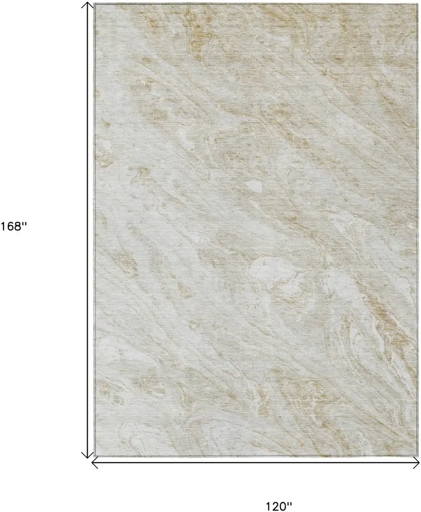 Ivory Beige And Tan Abstract Washable Indoor Outdoor Area Rug Photo 9