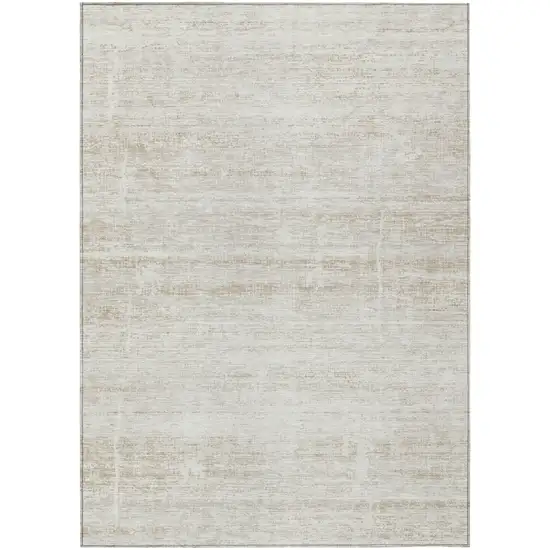 Ivory Beige And Tan Abstract Washable Indoor Outdoor Area Rug Photo 1