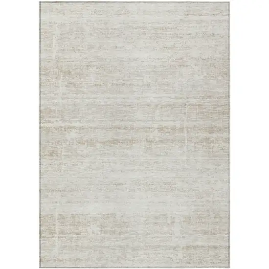 Ivory Beige And Tan Abstract Washable Indoor Outdoor Area Rug Photo 1