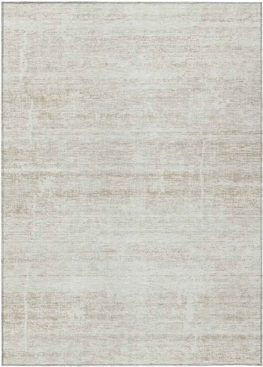 Ivory Beige And Tan Abstract Washable Indoor Outdoor Area Rug Photo 1