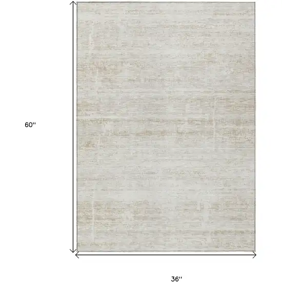 Ivory Beige And Tan Abstract Washable Indoor Outdoor Area Rug Photo 9