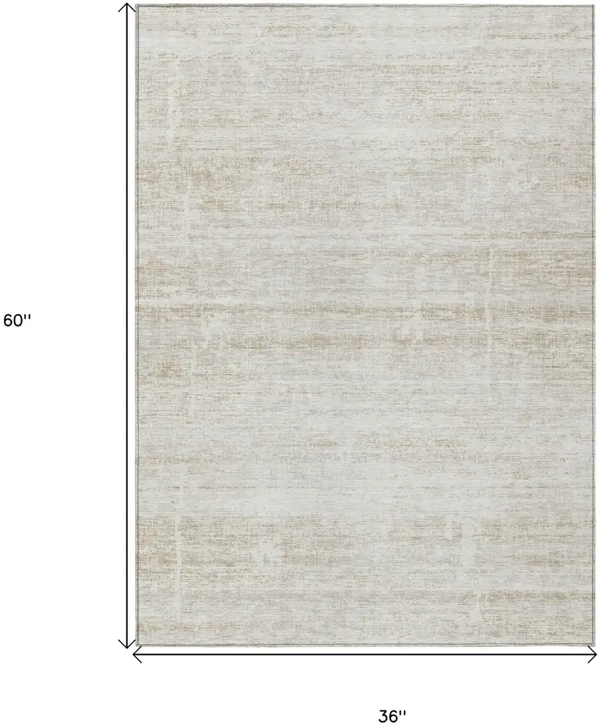 Ivory Beige And Tan Abstract Washable Indoor Outdoor Area Rug Photo 9